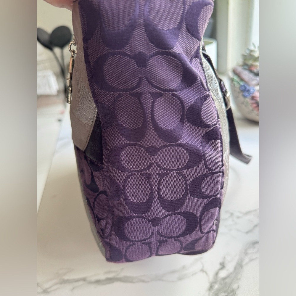 COACH Purple Chevron Patchwork Bag #F17614 - Picture 5 of 11